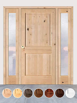 Puerta de Exterior con Dos Fijos de Madera Maciza Serie 1100