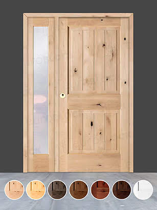 Puerta de Exterior con Fijo de Madera Maciza Serie 2100