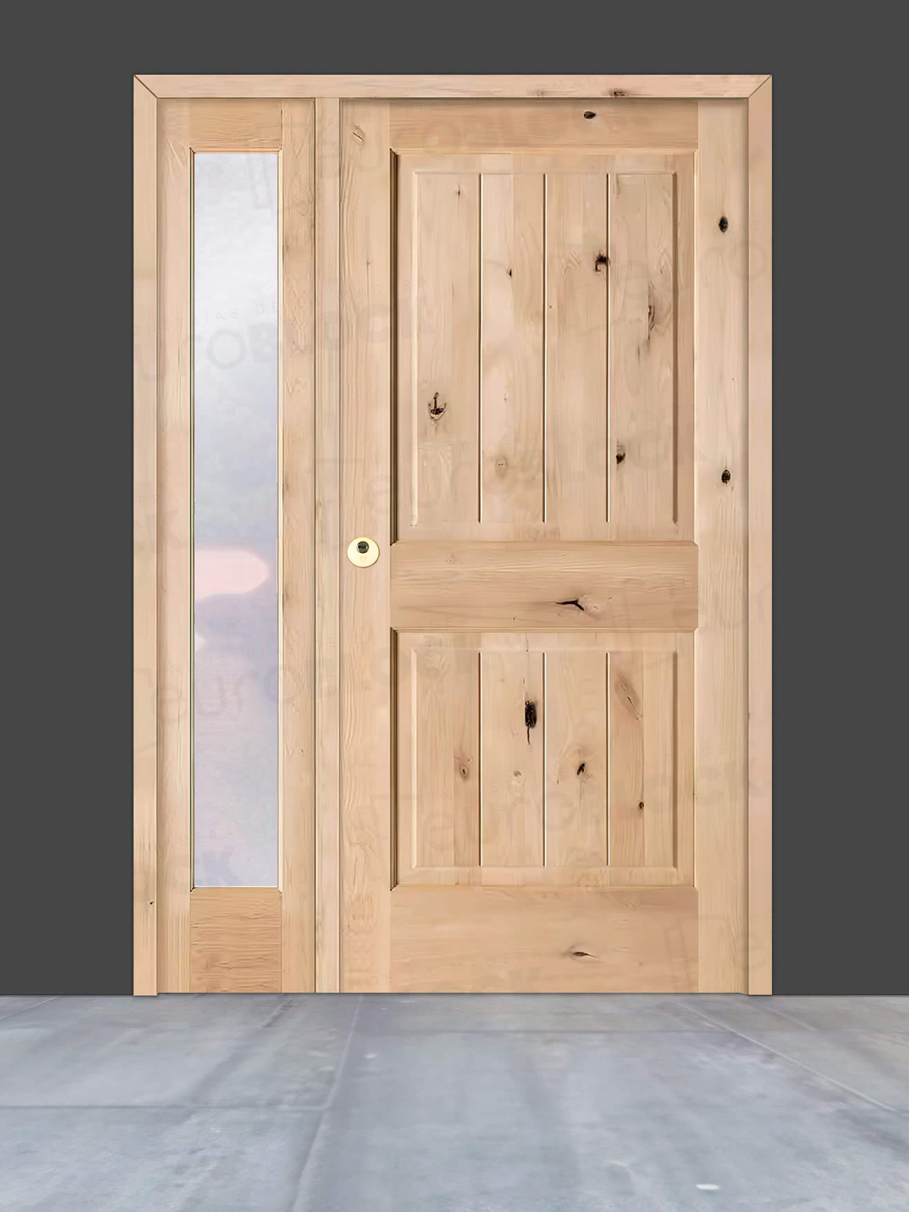 Puerta de Exterior con Fijo de Madera Maciza Serie 2100