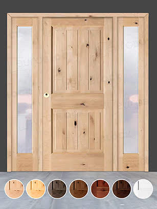 Puerta de Exterior con Dos Fijos de Madera Maciza Serie 2100