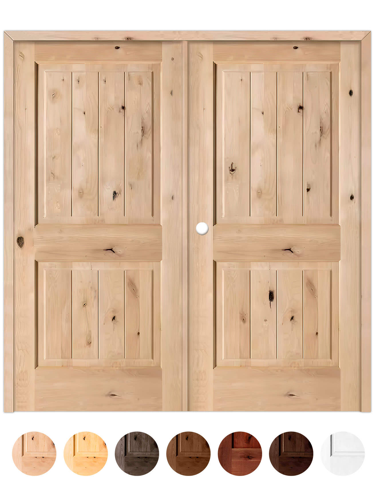 Puerta Doble de Exterior Fijos de Madera Maciza Serie 2100