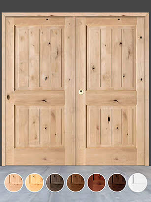 Puerta Doble de Exterior Fijos de Madera Maciza Serie 2100