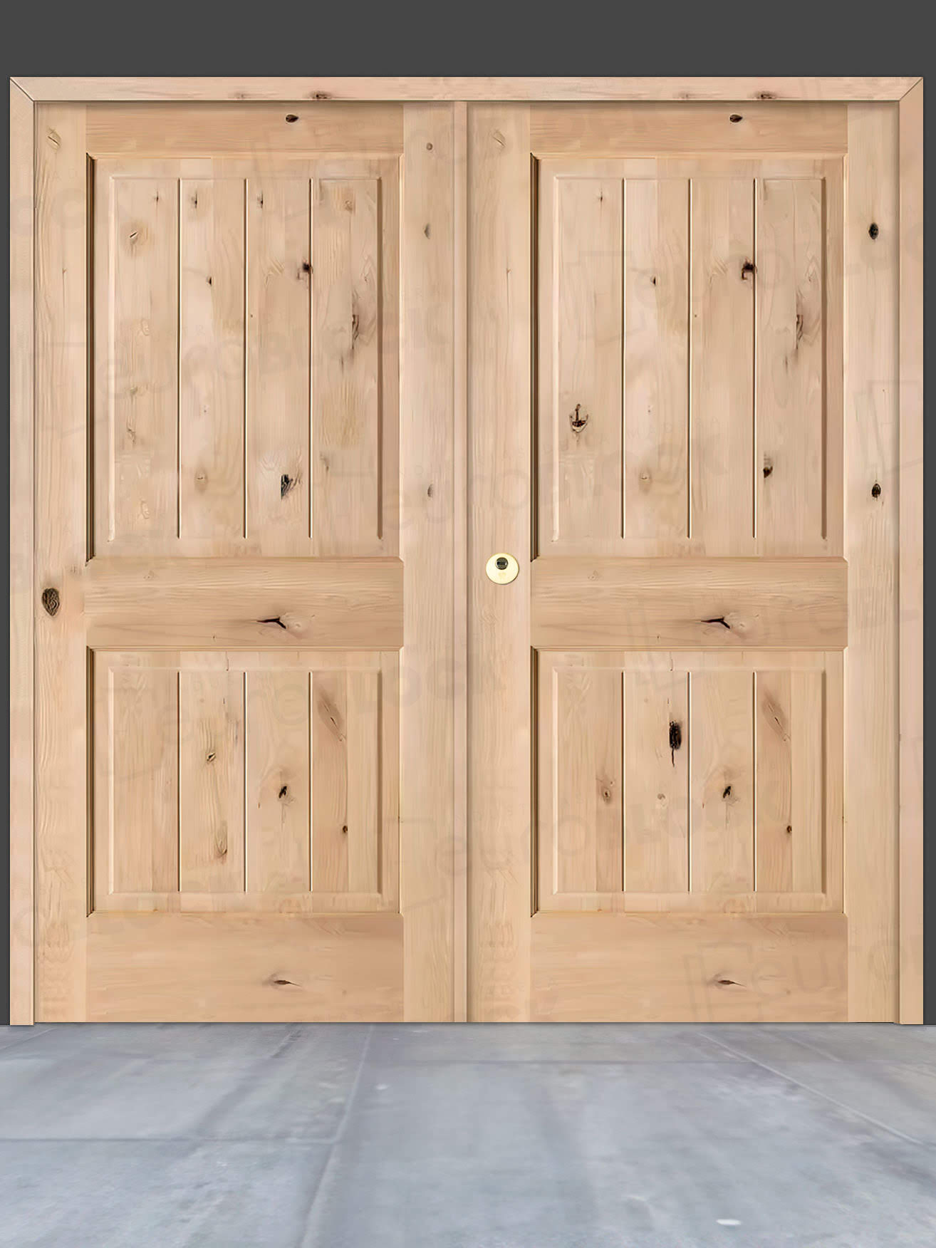 Puerta Doble de Exterior Fijos de Madera Maciza Serie 2100