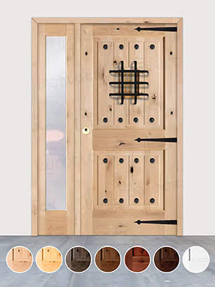 Puerta de Exterior con Fijo de Madera Maciza Serie 3100