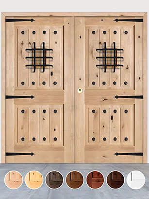 Puerta Doble de Exterior Fijos de Madera Maciza Serie 3100