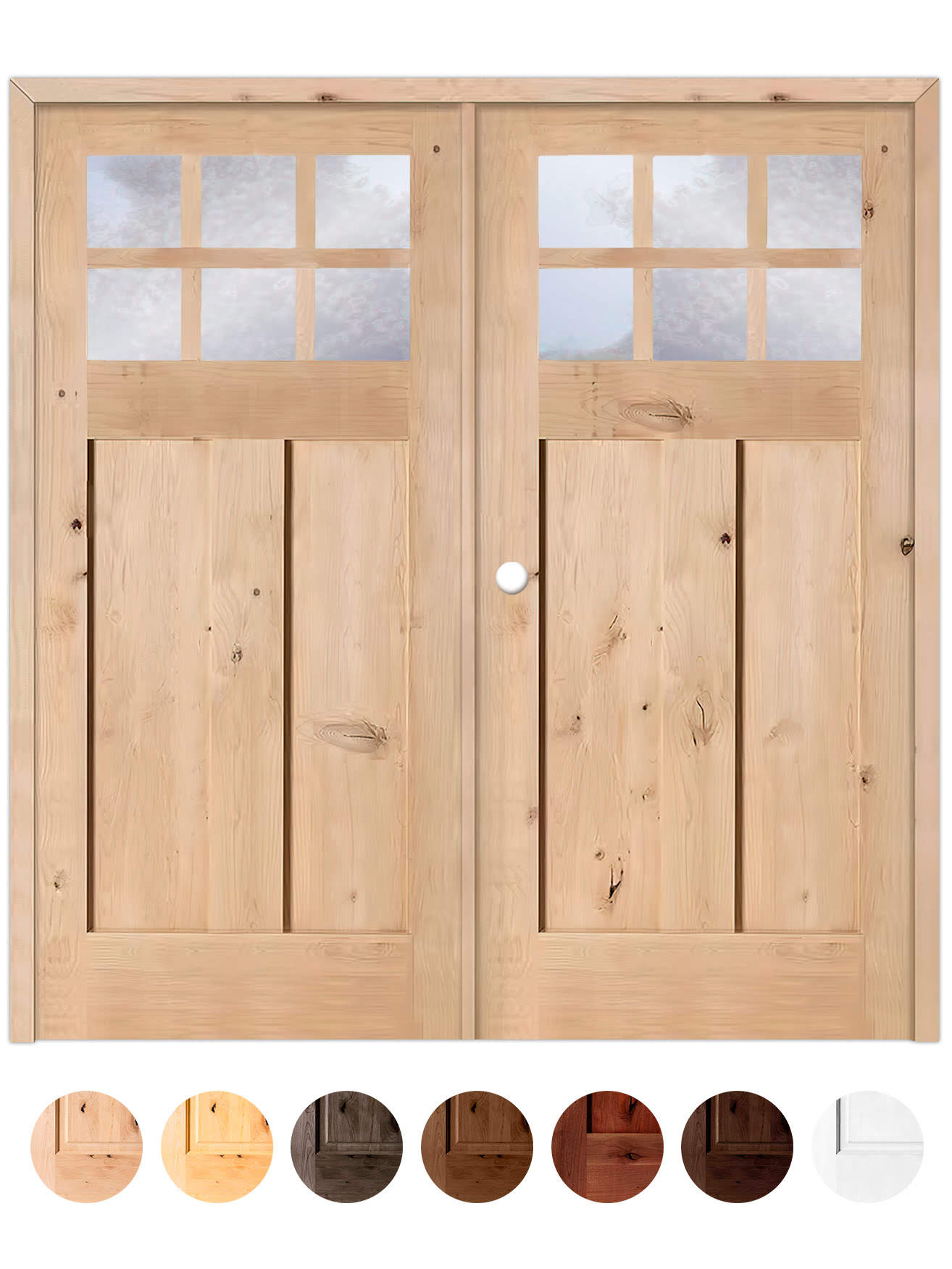 Puerta Doble de Exterior Fijos de Madera Maciza Serie 4100-V6