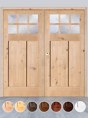 Puerta Doble de Exterior Fijos de Madera Maciza Serie 4100-V6