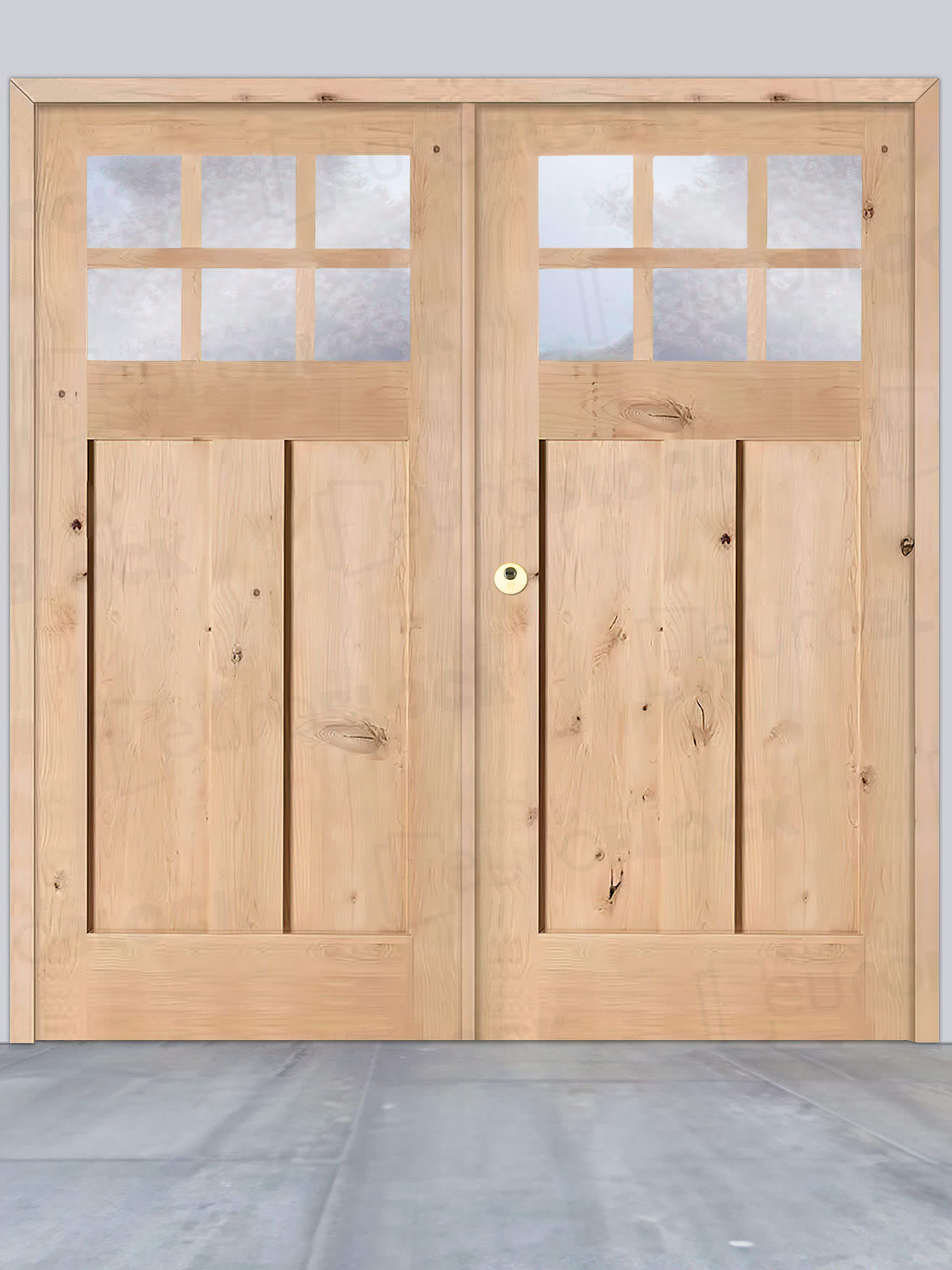 Puerta Doble de Exterior Fijos de Madera Maciza Serie 4100-V6