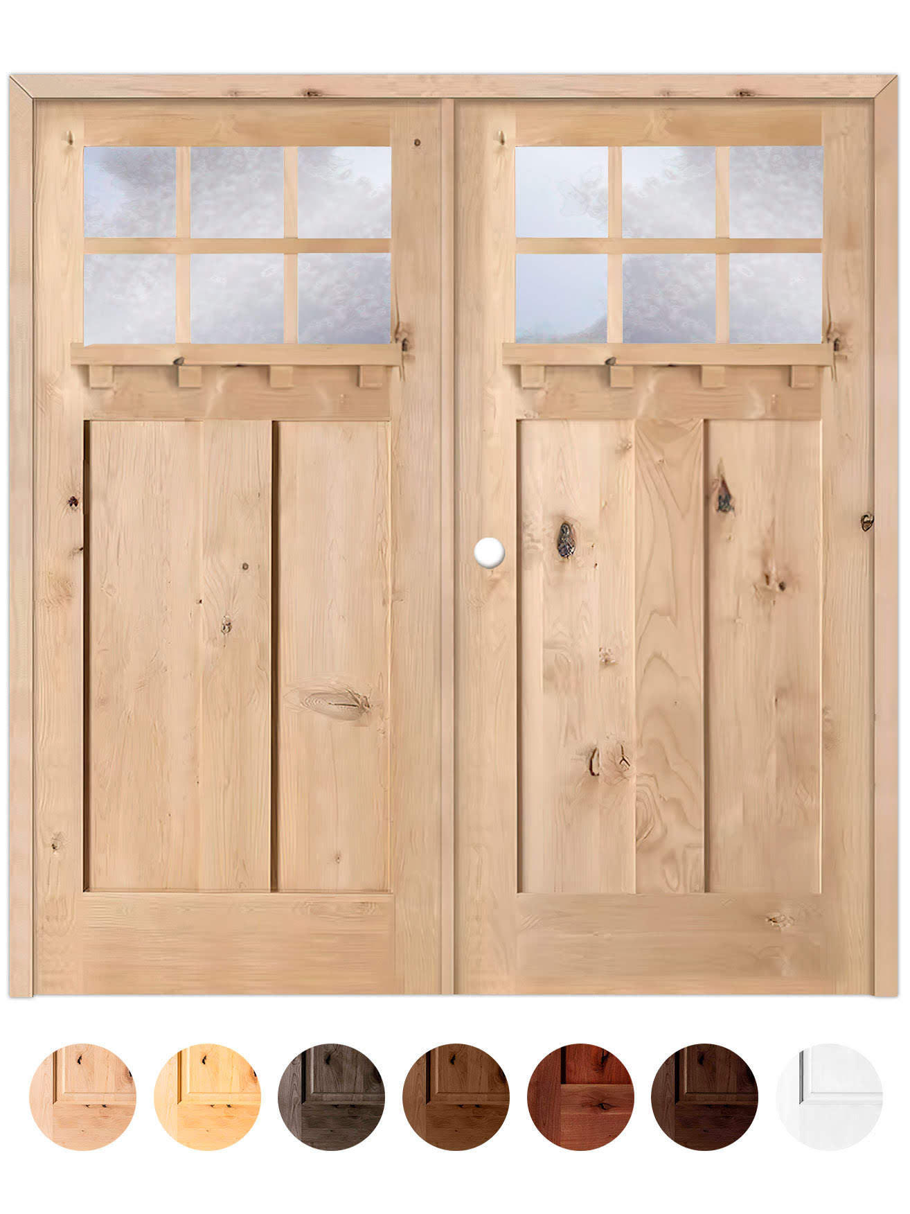 Puerta Doble de Exterior Fijos de Madera Maciza Serie 4100-T-V6