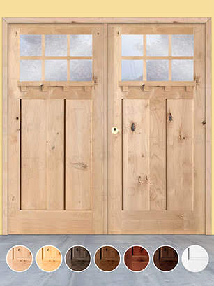 Puerta Doble de Exterior Fijos de Madera Maciza Serie 4100-T-V6