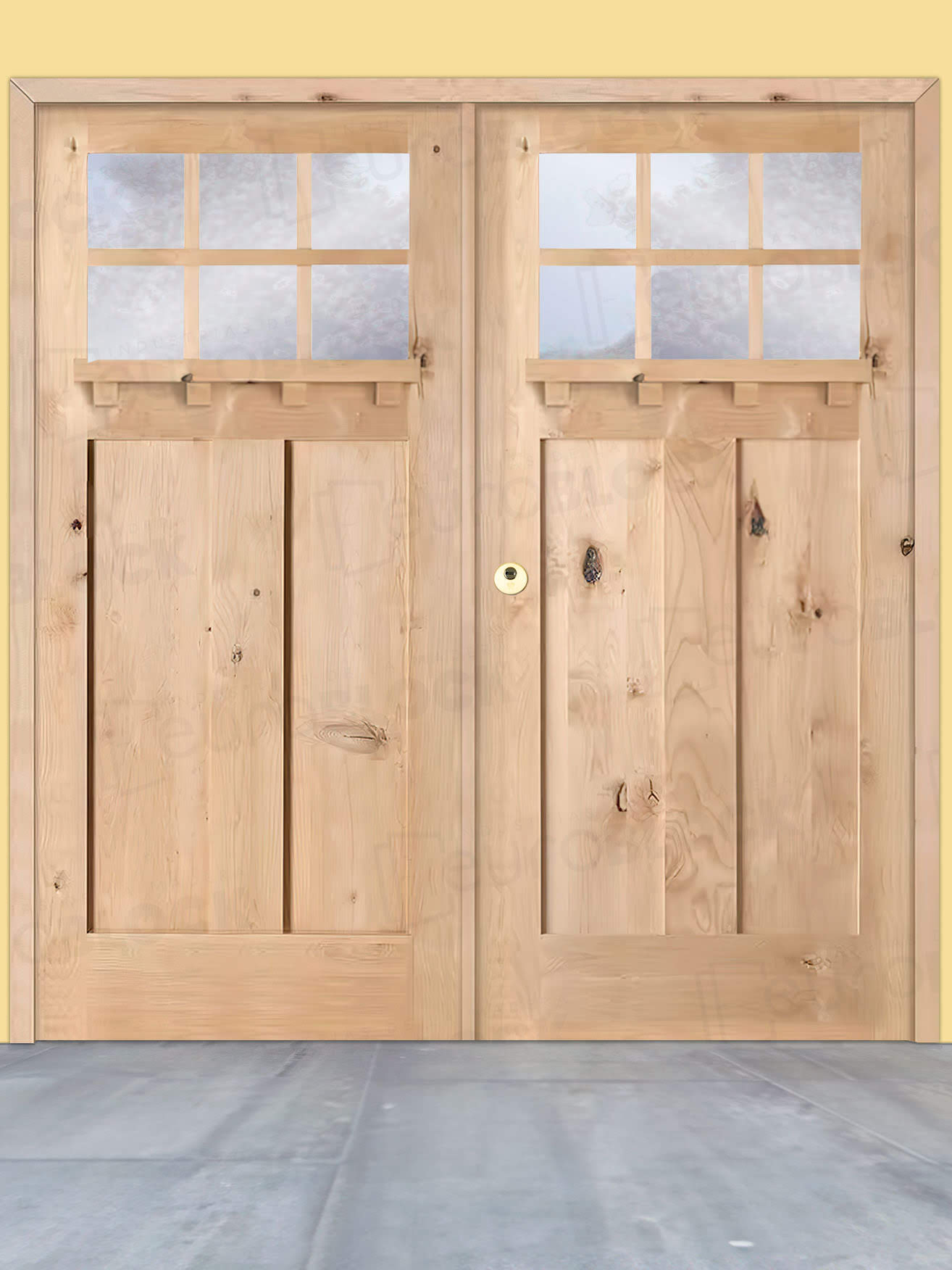 Puerta Doble de Exterior Fijos de Madera Maciza Serie 4100-T-V6