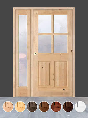 Puerta de Exterior con Fijo de Madera Maciza Serie 5100