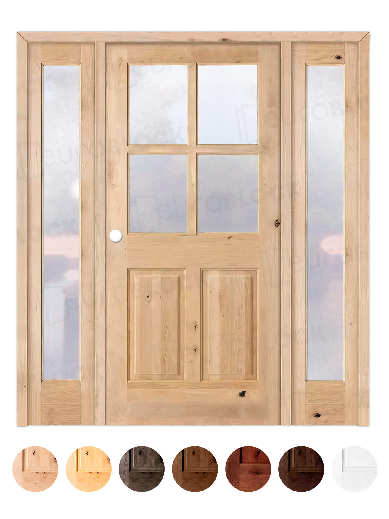 Puerta de Exterior con Dos Fijos de Madera Maciza Serie 5100