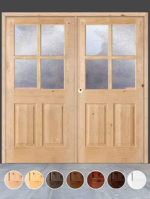 Puerta Doble de Exterior Fijos de Madera Maciza Serie 5100