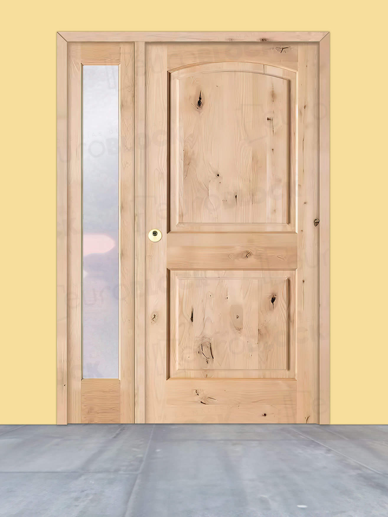 Puerta de Exterior con Fijo de Madera Maciza Serie 6100