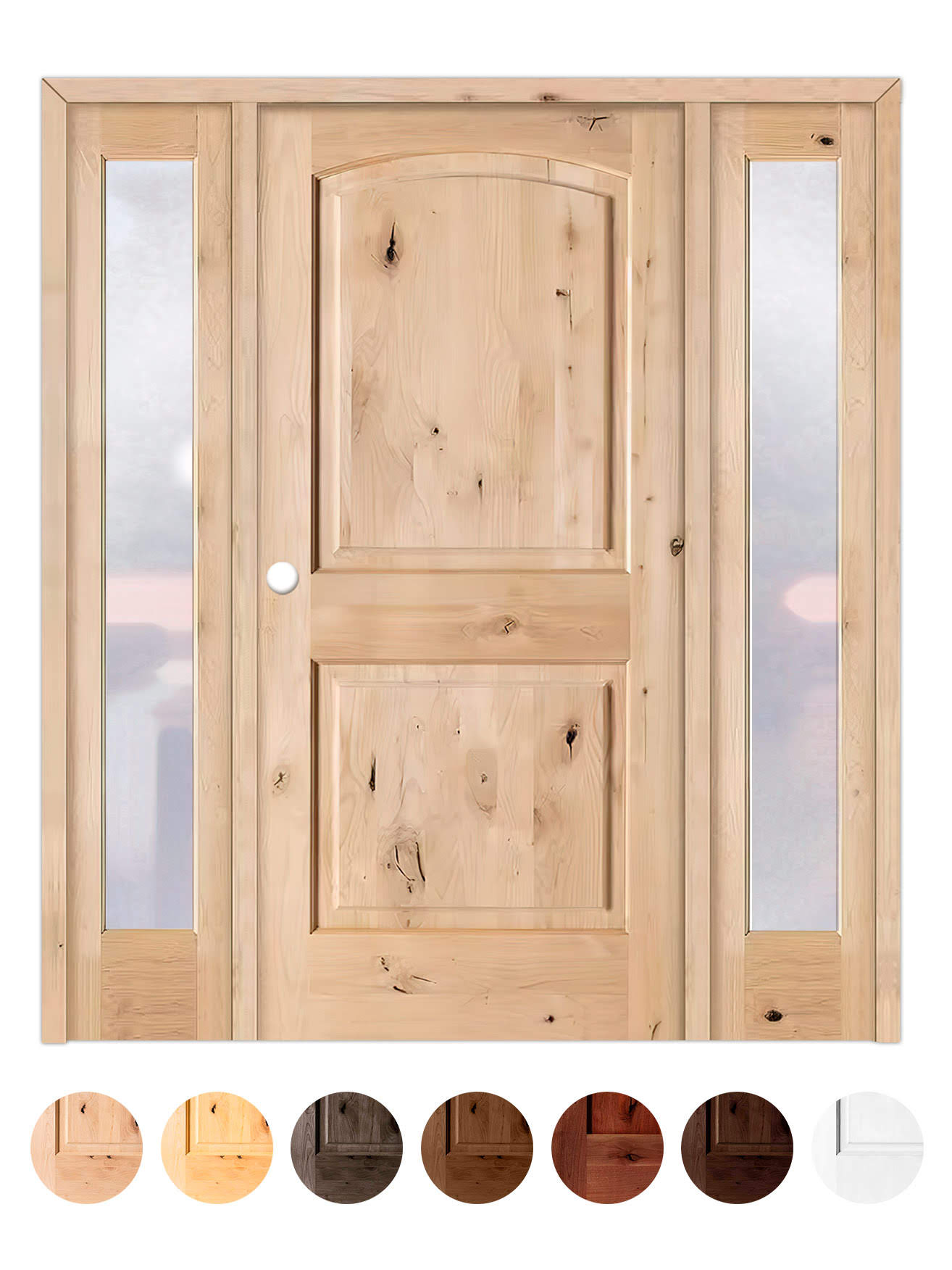 Puerta de Exterior con Dos Fijos de Madera Maciza Serie 6100