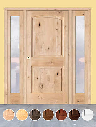 Puerta de Exterior con Dos Fijos de Madera Maciza Serie 6100