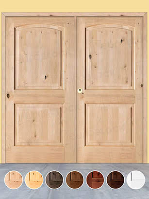 Puerta Doble de Exterior Fijos de Madera Maciza Serie 6100