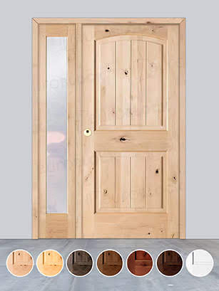 Puerta de Exterior con Fijo de Madera Maciza Serie 7100