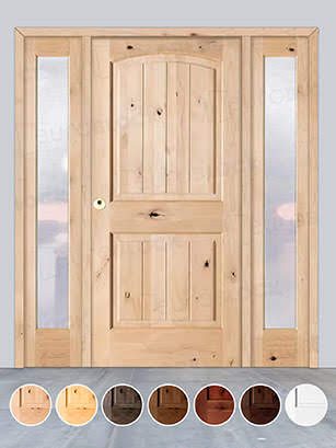 Puerta de Exterior con Dos Fijos de Madera Maciza Serie 7100