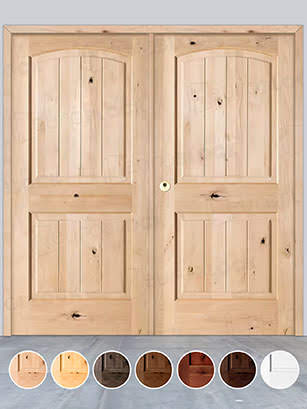 Puerta Doble de Exterior Fijos de Madera Maciza Serie 7100