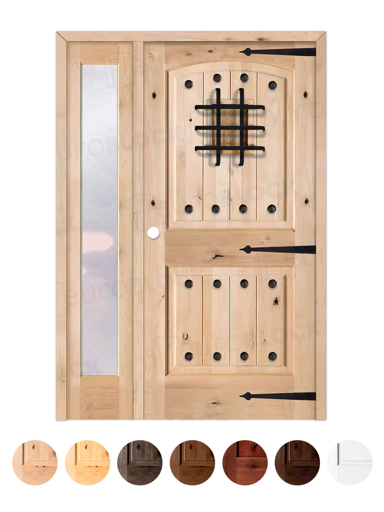 Puerta de Exterior con Fijo de Madera Maciza Serie 8100