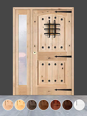 Puerta de Exterior con Fijo de Madera Maciza Serie 8100