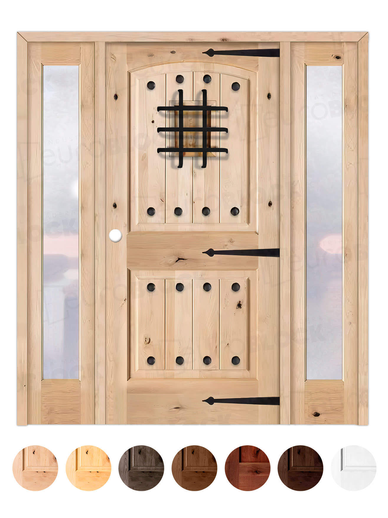 Puerta de Exterior con Dos Fijos de Madera Maciza Serie 8100