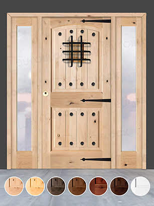 Puerta de Exterior con Dos Fijos de Madera Maciza Serie 8100