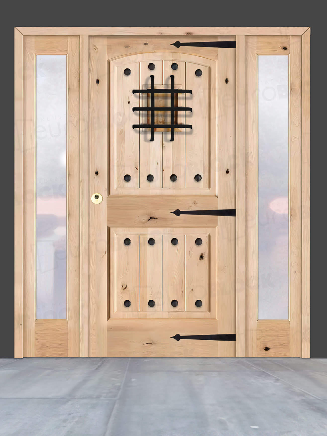 Puerta de Exterior con Dos Fijos de Madera Maciza Serie 8100