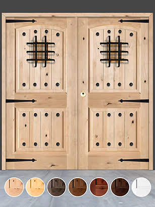 Puerta Doble de Exterior Fijos de Madera Maciza Serie 8100