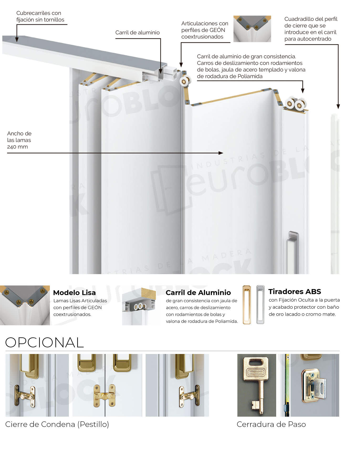 Puerta Plegable Melamina Grande Alto 247 cm.