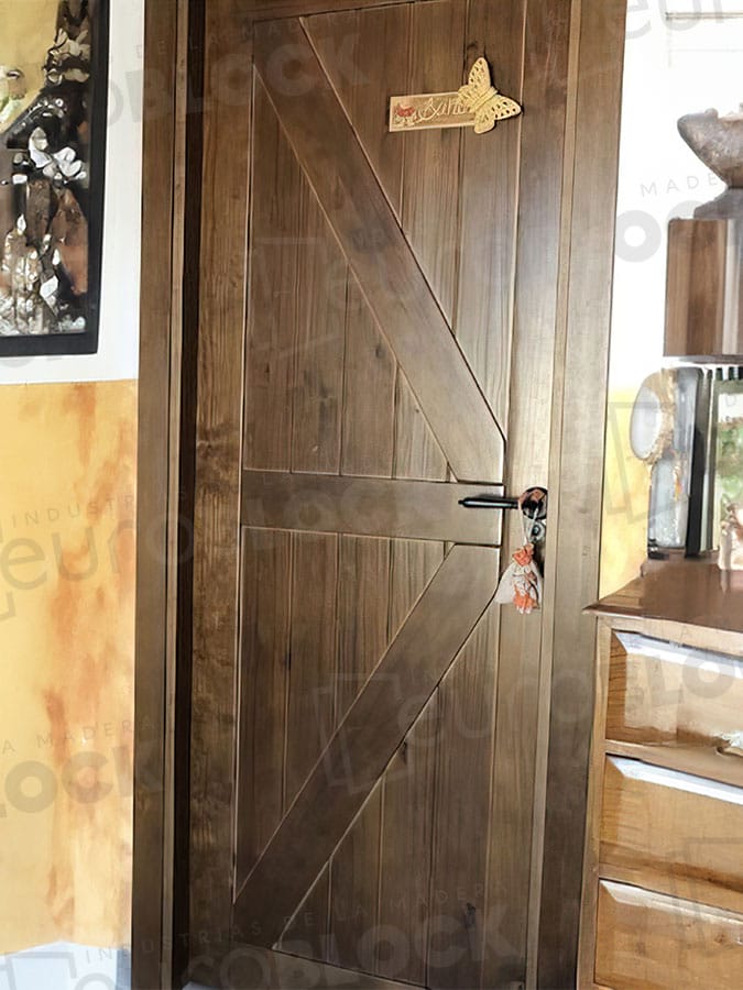 Puerta Block Rústica de Madera GR001 Teñida