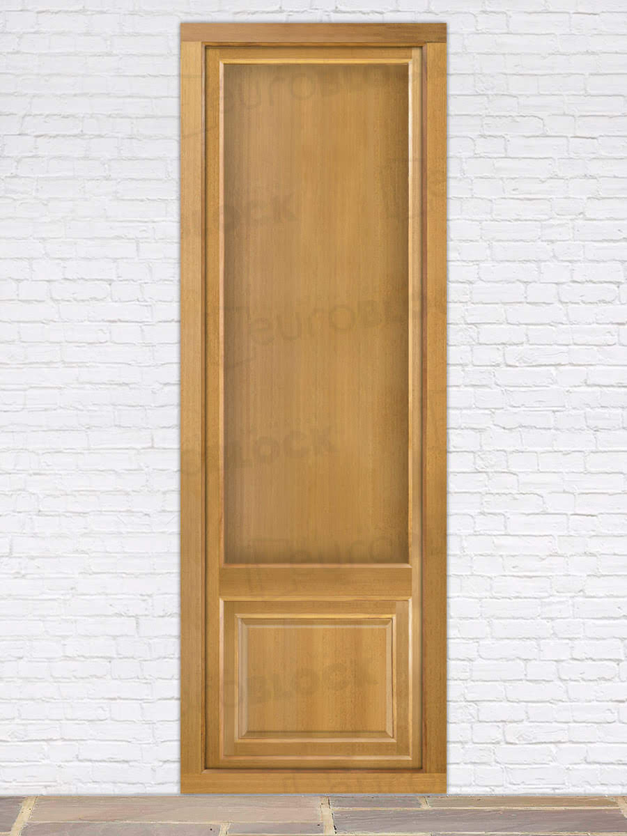 Balconera Europea de 200 cm de Madera Maciza de Iroko Huelva V1 Barniz (Cristal Transparente Incluido)