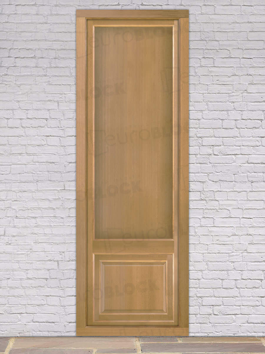 Balconera Europea de 200 cm de Madera Maciza de Iroko Huelva V1 Crudo (Cristal Transparente Incluido)