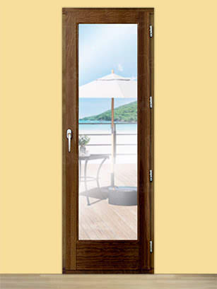 Balconera Europea de 200 cm de Madera Maciza de Iroko V1 Teñida (Cristal Transparente Incluido)