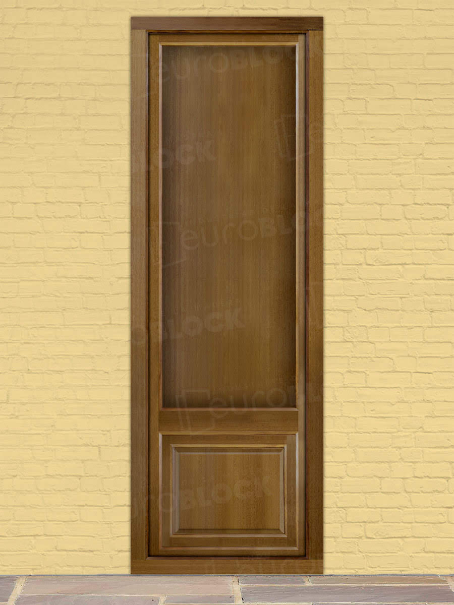 Balconera Europea de 200 cm de Madera Maciza de Iroko Huelva V1 Teñida (Cristal Transparente Incluido)