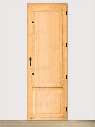 Balconera Europea de 200 cm de Madera Maciza de Pino Huelva V1 Barniz (Cristal Transparente Incluido)