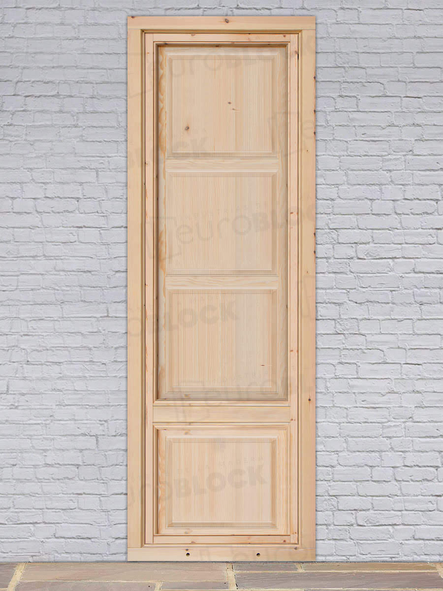 Balconera Europea de 200 cm de Madera Maciza de Pino Huesca V1 Crudo (Cristal Transparente Incluido)