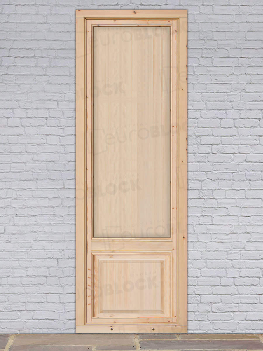 Balconera Europea Otras Medidas de Madera Maciza de Pino Huelva V1 Crudo (Cristal Transparente Incluido)