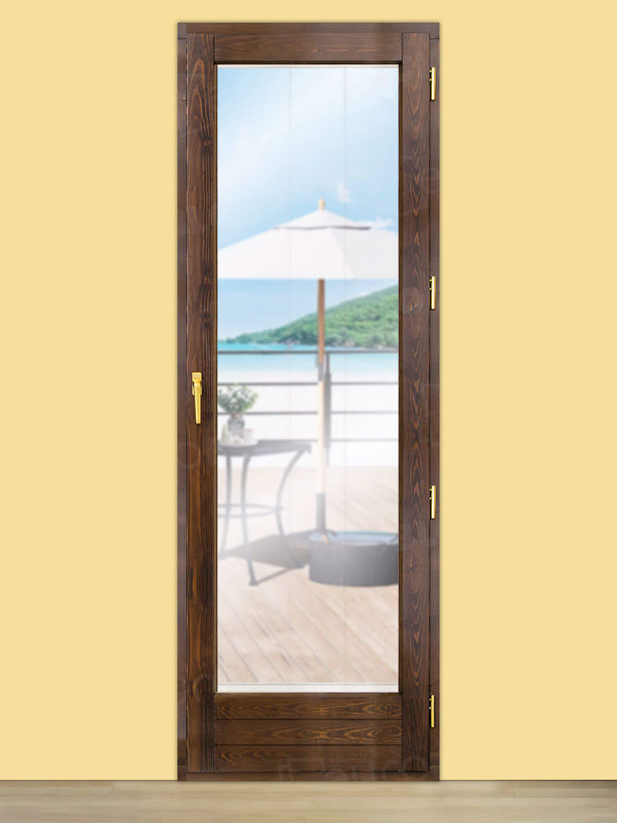 Balconera Europea de 200 cm de Madera Maciza de Pino V1 Teñida (Cristal Transparente Incluido)