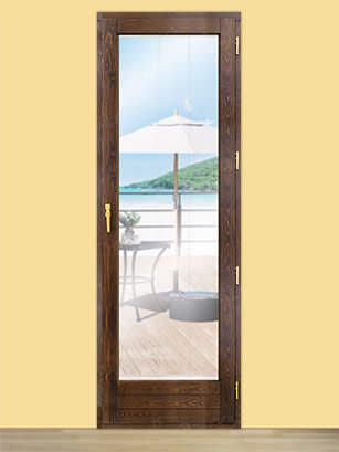 Balconera Europea de 200 cm de Madera Maciza de Pino V1 Teñida (Cristal Transparente Incluido)
