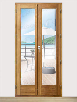 Balconera Europea de 200 cm de Madera Maciza de Iroko V2 Barniz (Cristal Transparente Incluido)