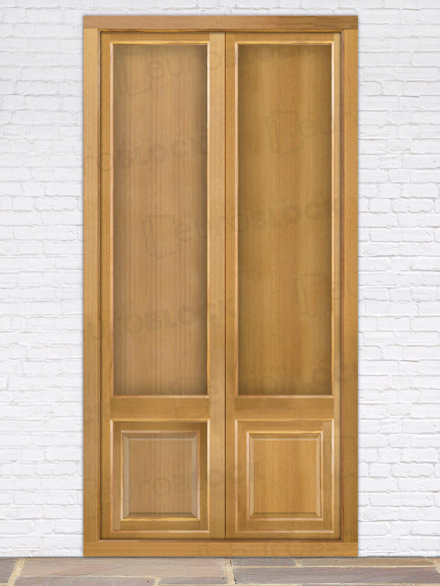 Balconera Europea de 200 cm de Madera Maciza de Iroko Huelva V2 Barniz (Cristal Transparente Incluido)