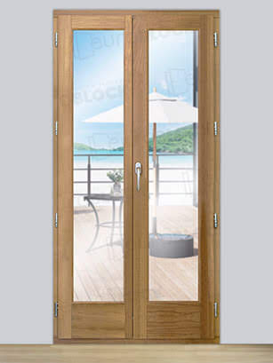 Balconera Europea de 200 cm de Madera Maciza de Iroko V2 Crudo (Cristal Transparente Incluido)