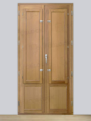 Balconera Europea de 200 cm de Madera Maciza de Iroko Huelva V2 Crudo (Cristal Transparente Incluido)