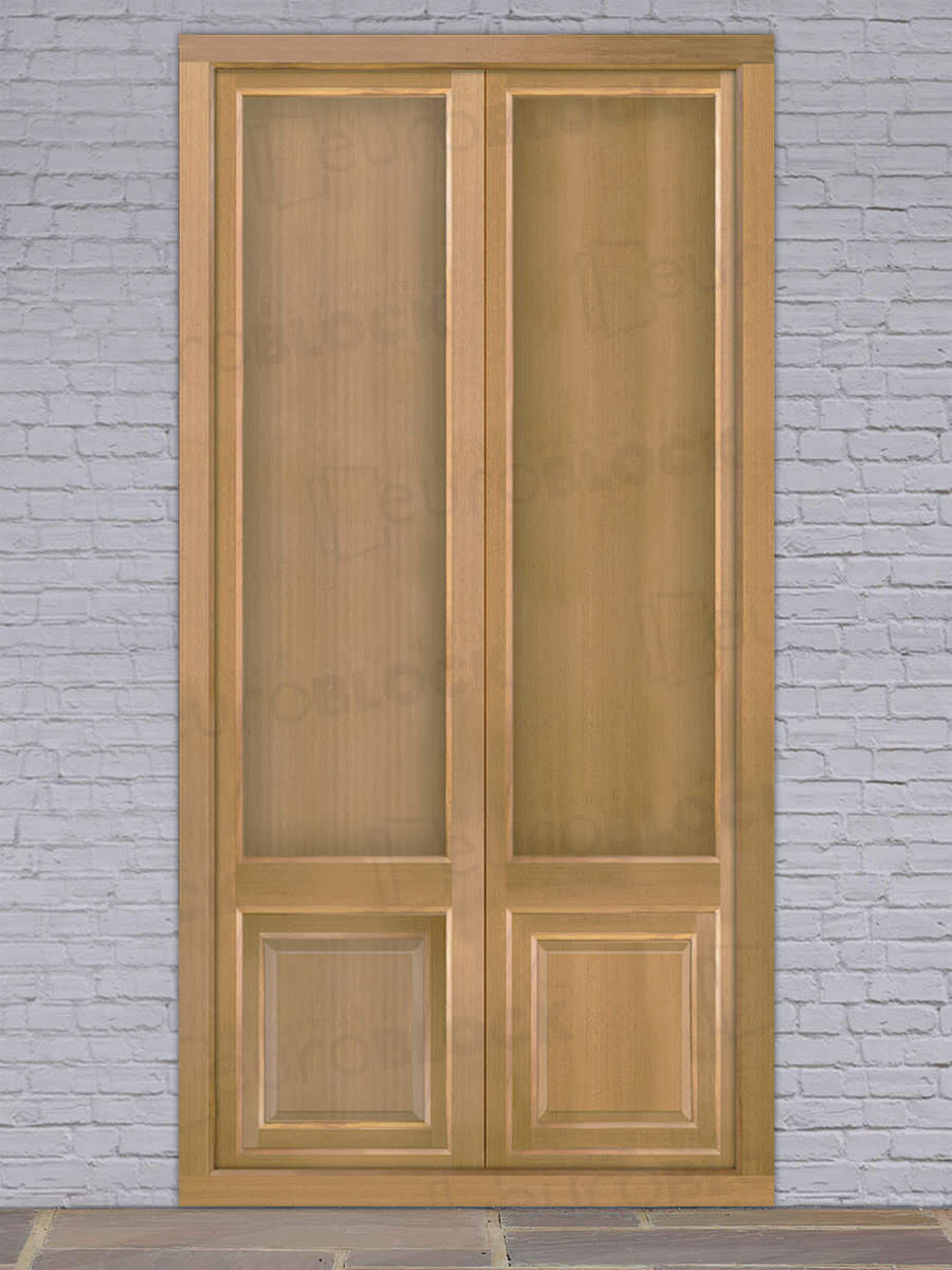 Balconera Europea de 200 cm de Madera Maciza de Iroko Huelva V2 Crudo (Cristal Transparente Incluido)