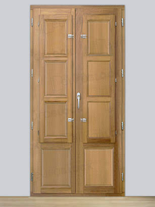 Balconera Europea de 200 cm de Madera Maciza de Iroko Huesca V2 Crudo (Cristal Transparente Incluido)