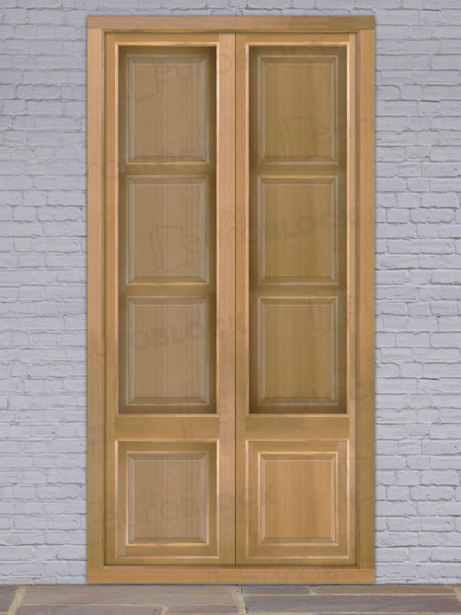 Balconera Europea Otras Medidas de Madera Maciza de Iroko Huesca V2 Crudo (Cristal Transparente Incluido)