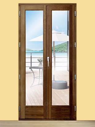 Balconera Europea de 200 cm de Madera Maciza de Iroko V2 Teñida (Cristal Transparente Incluido)